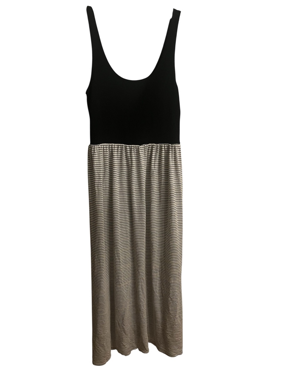 Lou & Grey Black & Cream Striped Maxi Dress - Sleeveless Tank Top Style